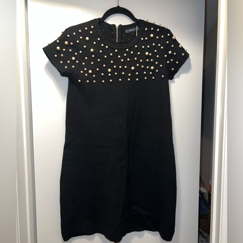 Zara knit dress with pearl embellishments